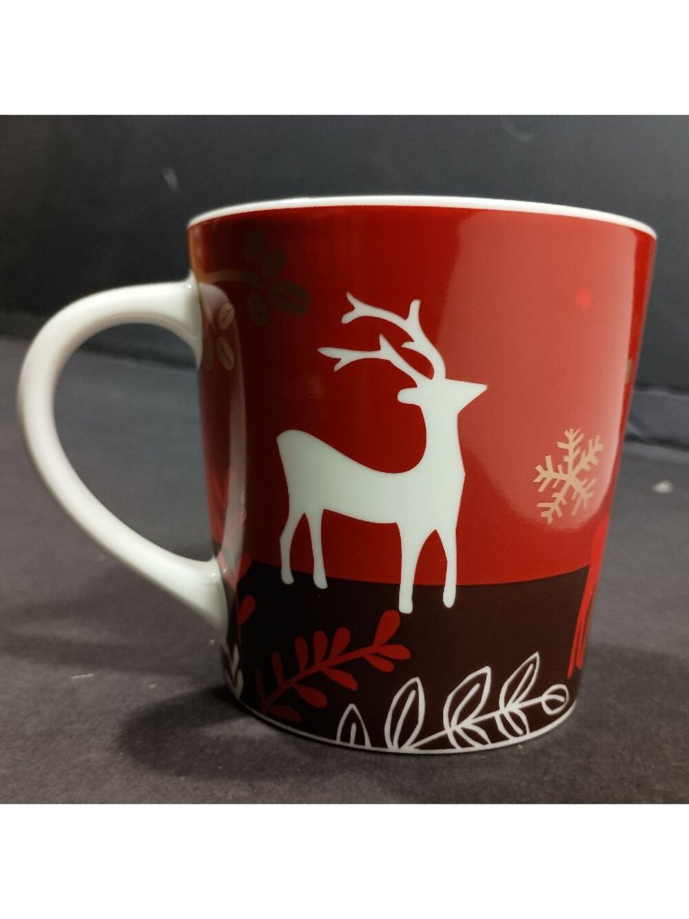 Starbucks 2009 Holiday Coffee Mug Reindeer New Bone China Red Winter Collectible